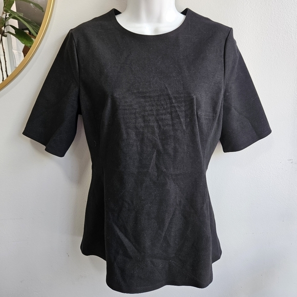 Theory Black peplum half sleeve Medium black shirt - Picture 2 of 5